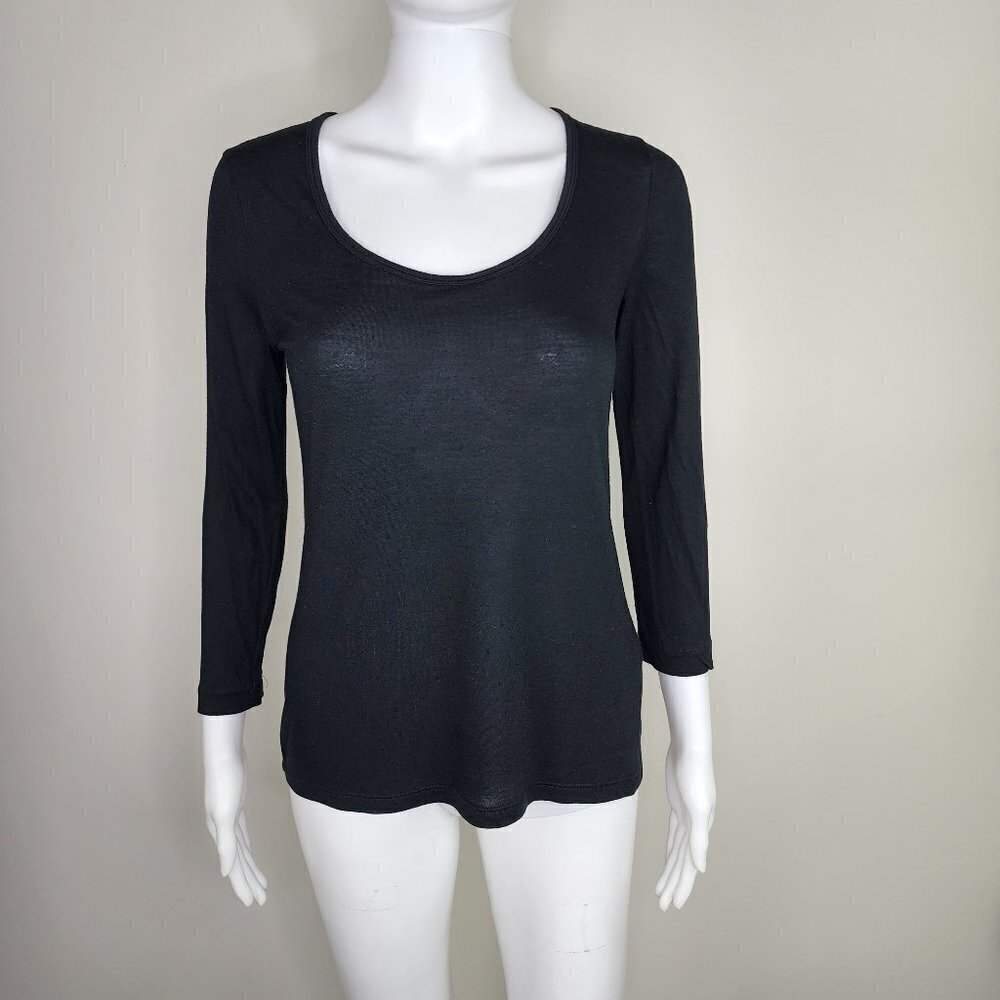 Banana Republic Black Scoop Neck Long Sleeve Tee